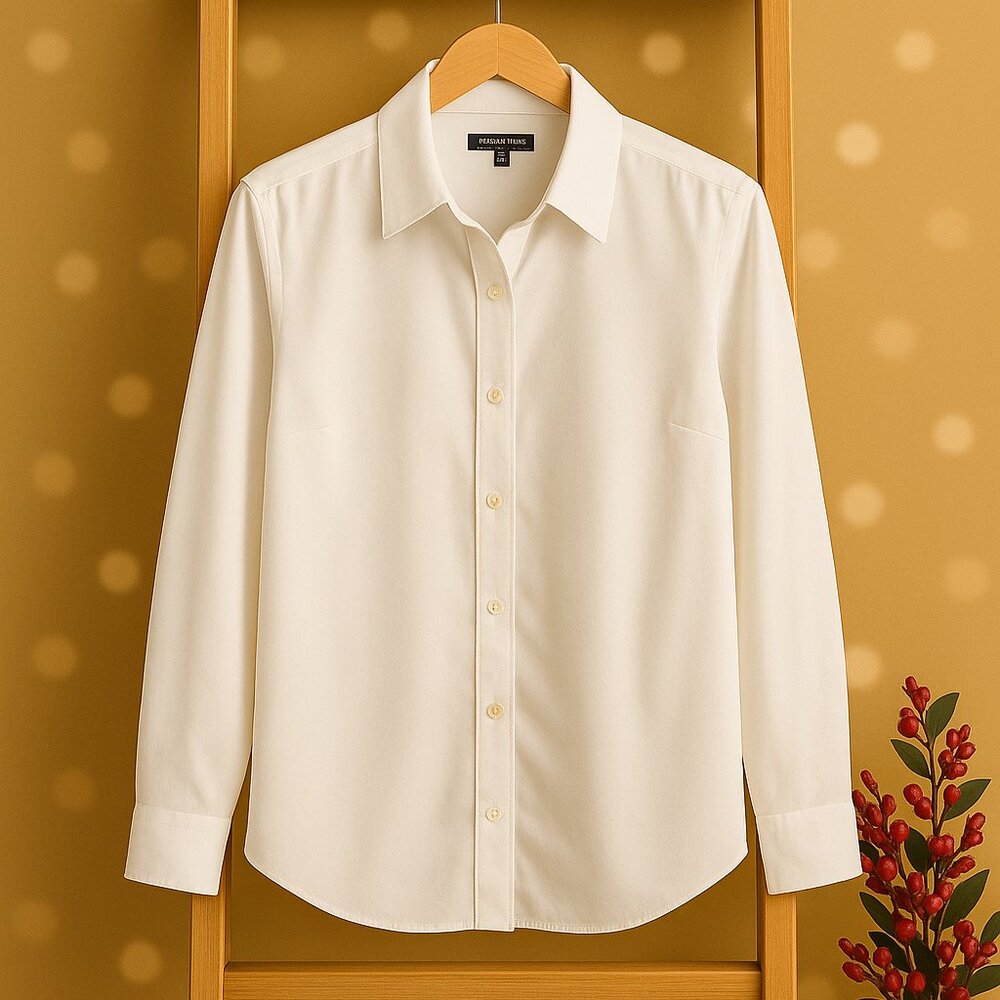 Jones New York Signature 100% Cotton White Button Shirt - Women’s XL- Easy Care